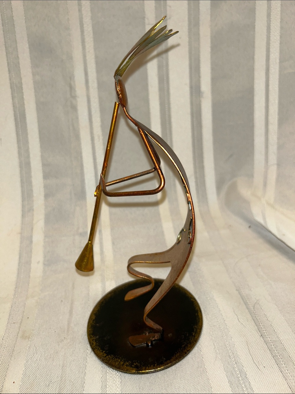 Tabletop Kokopelli Musician Sculpture in Copper and Gold (LC) - Picture 2 of 9